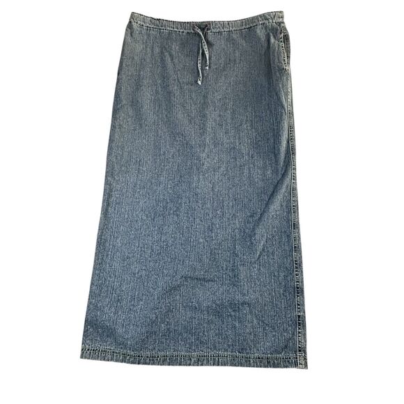 LUA BIG BLUE Vintage 90s Women's Denim Jean Skirt Drawstring And Pockets - Picture 1 of 9